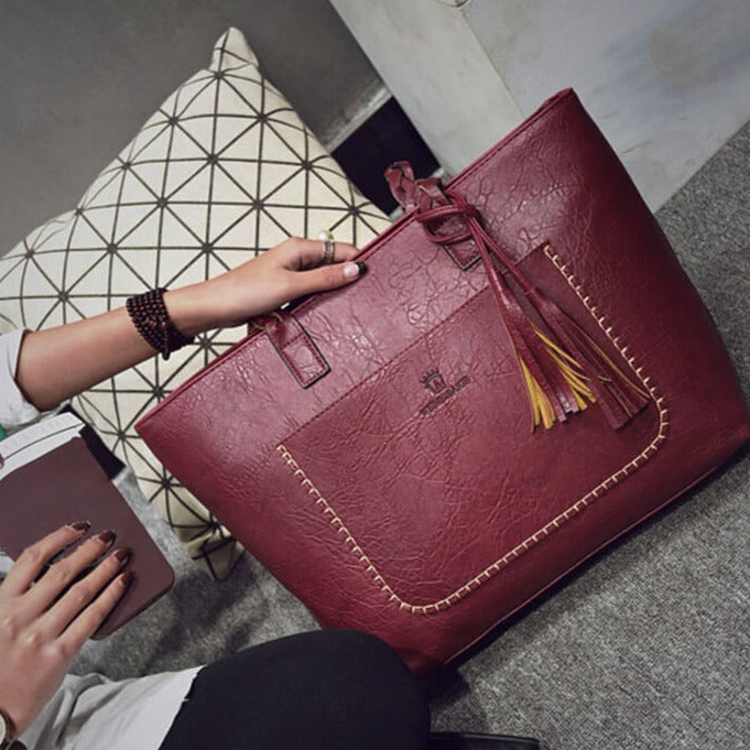 Ruime Vintage Leren Handtas – Perfect voor Werk & Dagelijks Gebruik