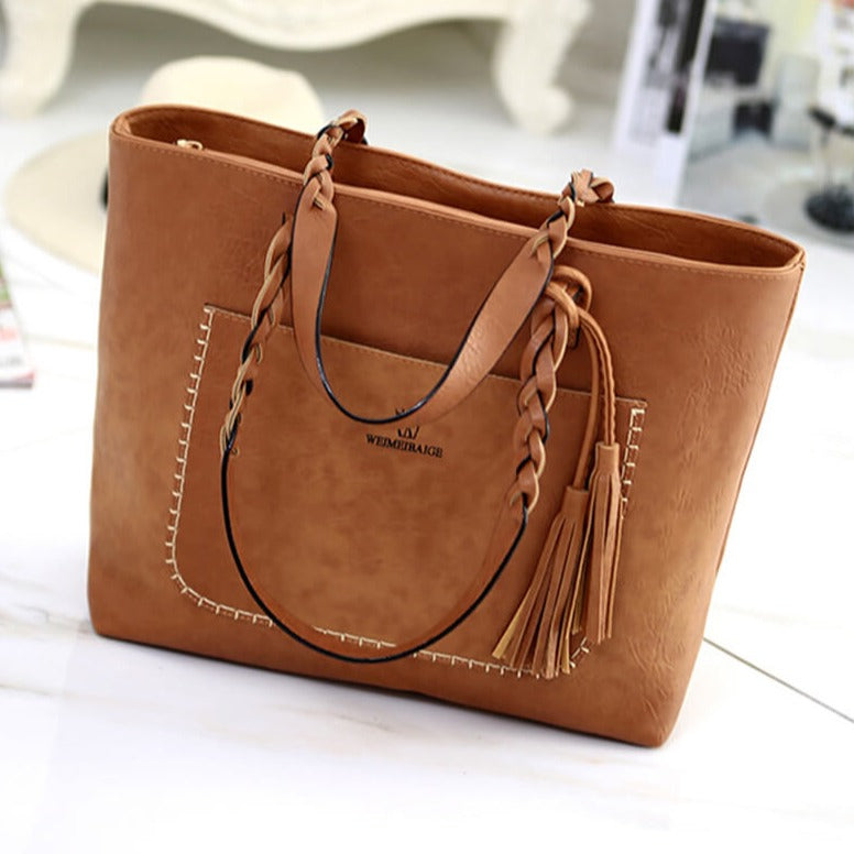 Ruime Vintage Leren Handtas – Perfect voor Werk & Dagelijks Gebruik