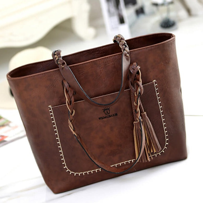 Ruime Vintage Leren Handtas – Perfect voor Werk & Dagelijks Gebruik