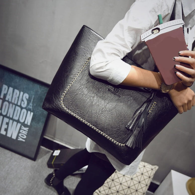 Ruime Vintage Leren Handtas – Perfect voor Werk & Dagelijks Gebruik