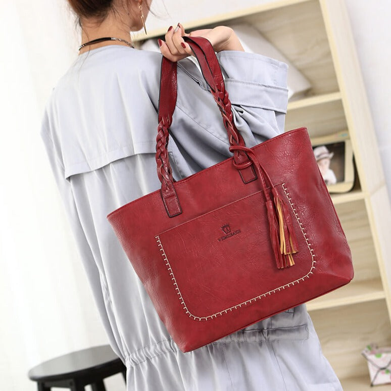 Ruime Vintage Leren Handtas – Perfect voor Werk & Dagelijks Gebruik