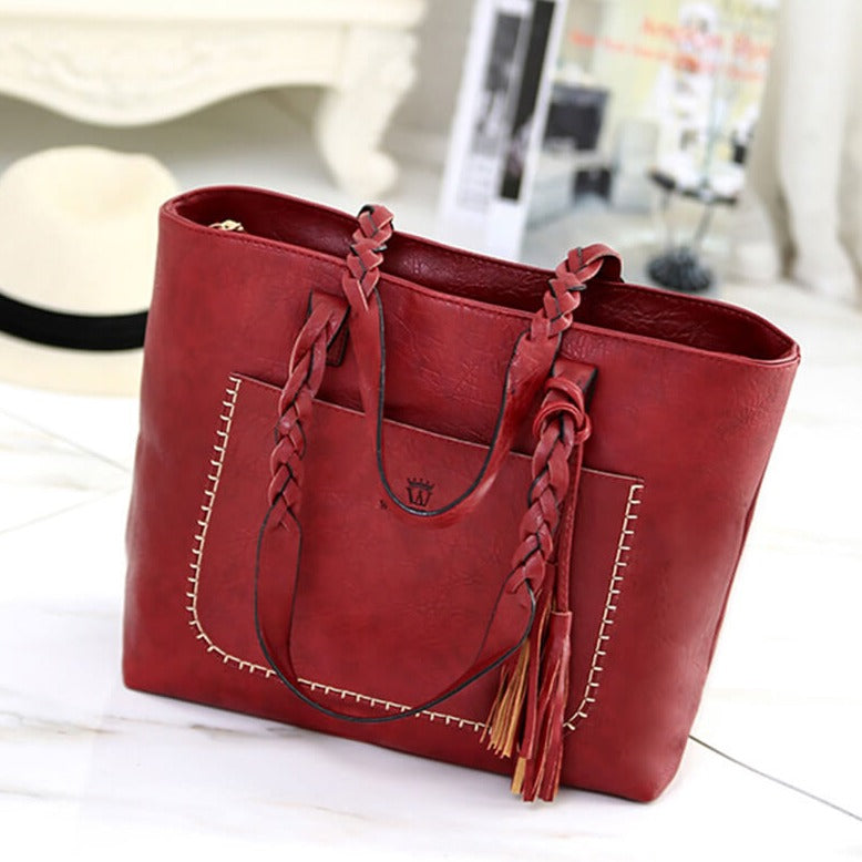 Ruime Vintage Leren Handtas – Perfect voor Werk & Dagelijks Gebruik
