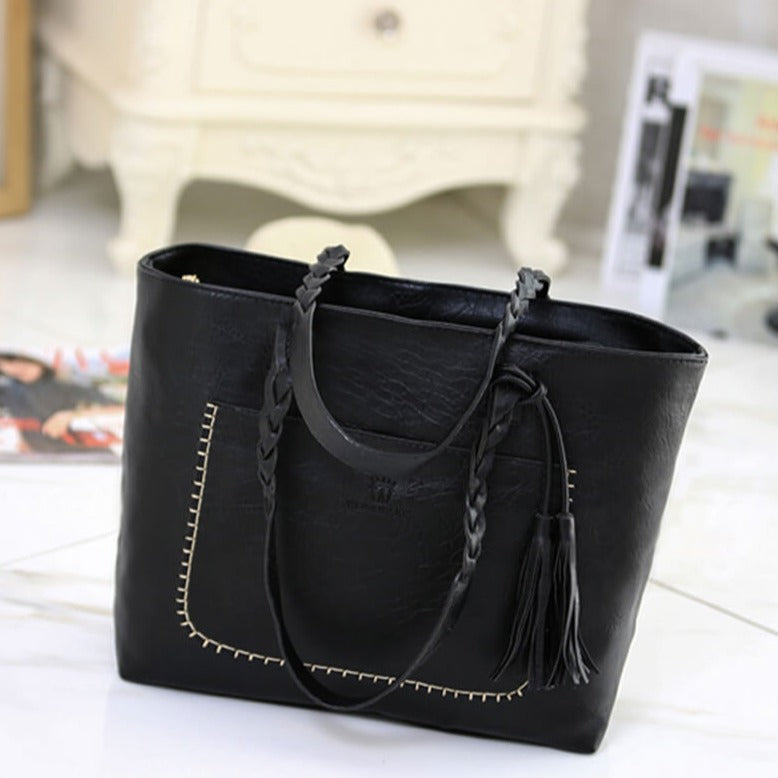 Ruime Vintage Leren Handtas – Perfect voor Werk & Dagelijks Gebruik
