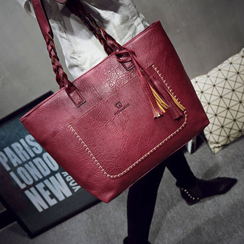 Ruime Vintage Leren Handtas – Perfect voor Werk & Dagelijks Gebruik