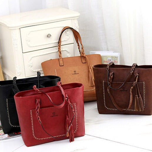Ruime Vintage Leren Handtas – Perfect voor Werk & Dagelijks Gebruik