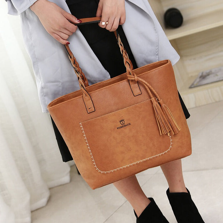 Ruime Vintage Leren Handtas – Perfect voor Werk & Dagelijks Gebruik