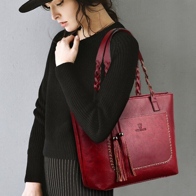 Ruime Vintage Leren Handtas – Perfect voor Werk & Dagelijks Gebruik