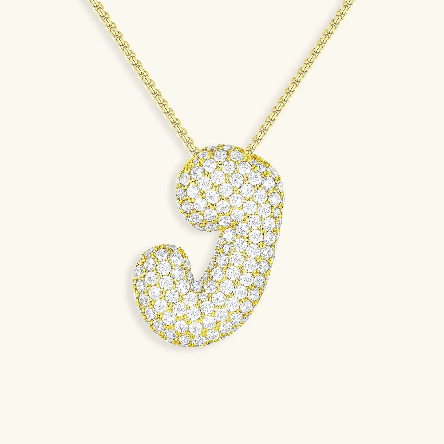 Initial Ketting Goudkleurig | Bubble Letter Hanger | Luxe Zirkonia Look