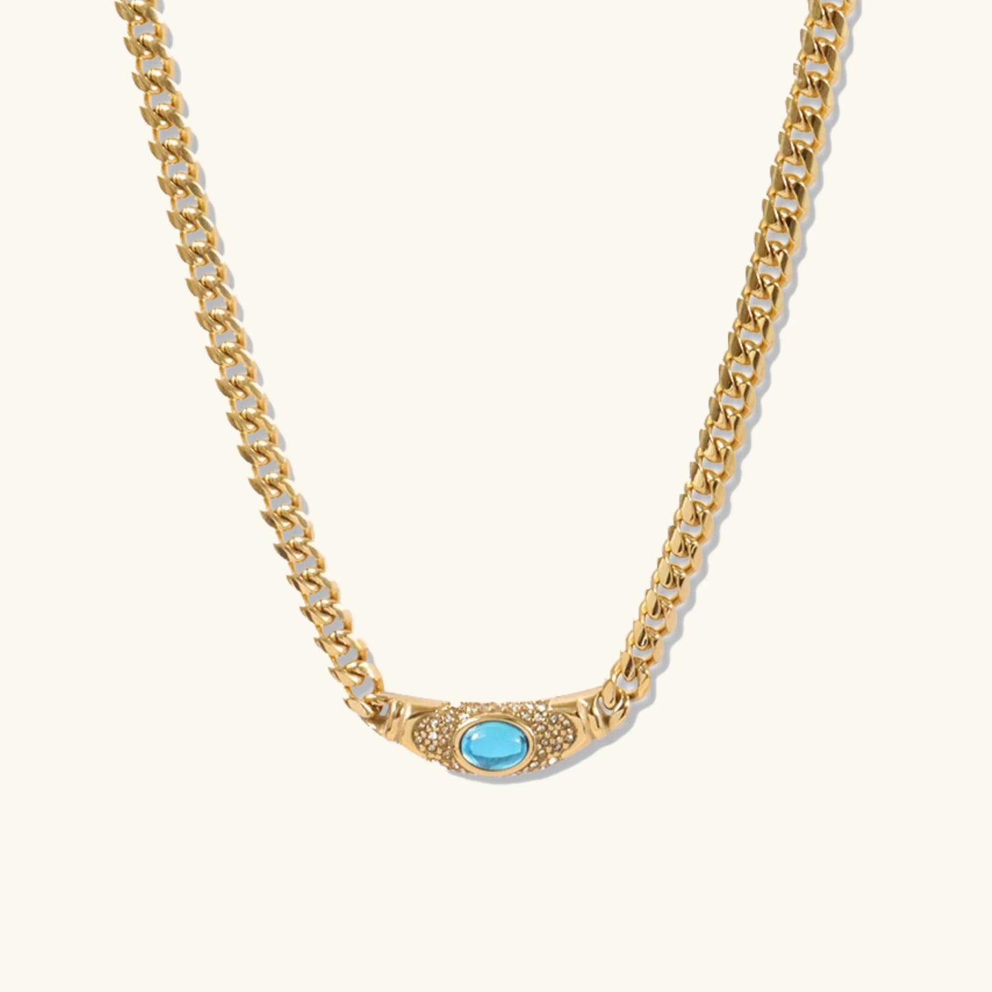 Vintage Gouden Ketting met Edelsteen – Luxe Schakel Design
