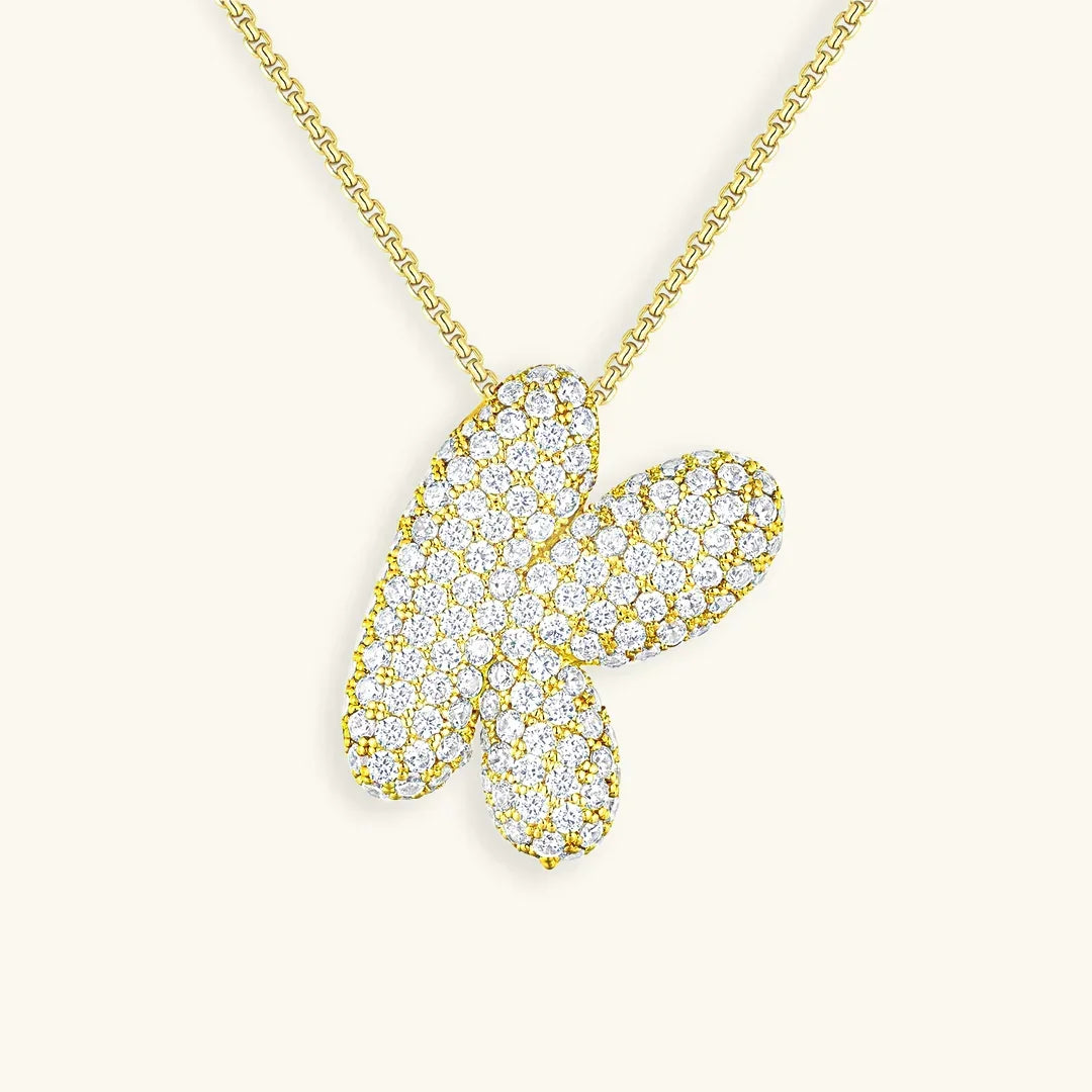 Initial Ketting Goudkleurig | Bubble Letter Hanger | Luxe Zirkonia Look