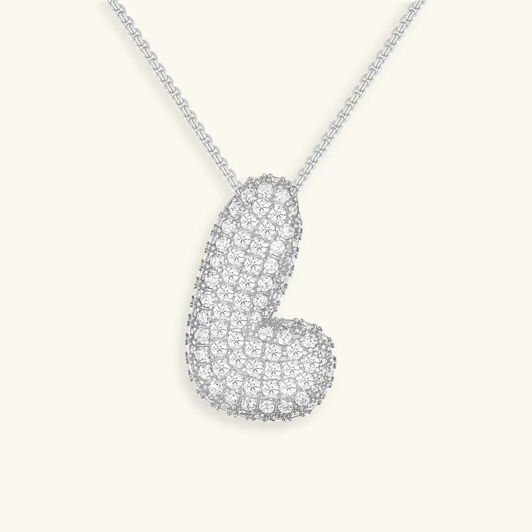 Initial Ketting Goudkleurig | Bubble Letter Hanger | Luxe Zirkonia Look