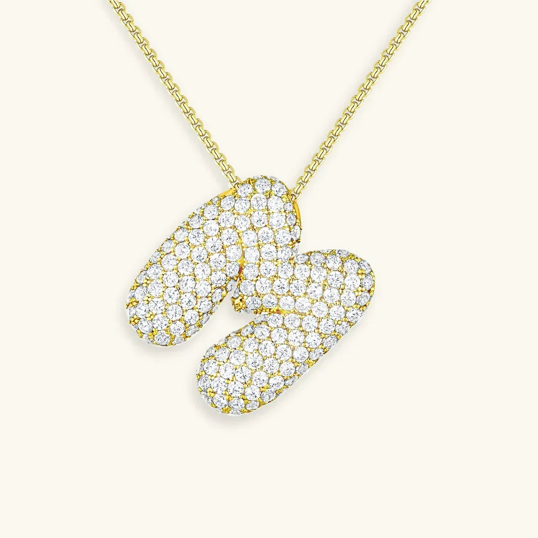 Initial Ketting Goudkleurig | Bubble Letter Hanger | Luxe Zirkonia Look