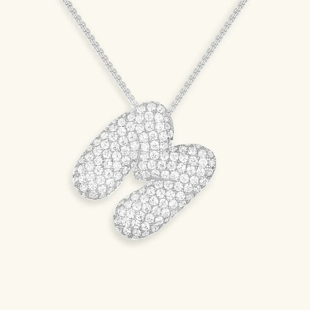 Initial Ketting Goudkleurig | Bubble Letter Hanger | Luxe Zirkonia Look