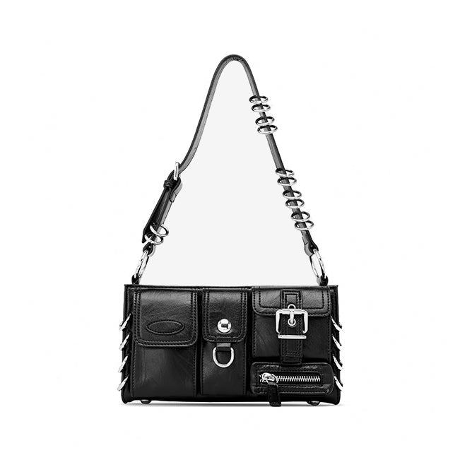 Schoudertas | Dames | Vegan Leer | Gespen | Zwart