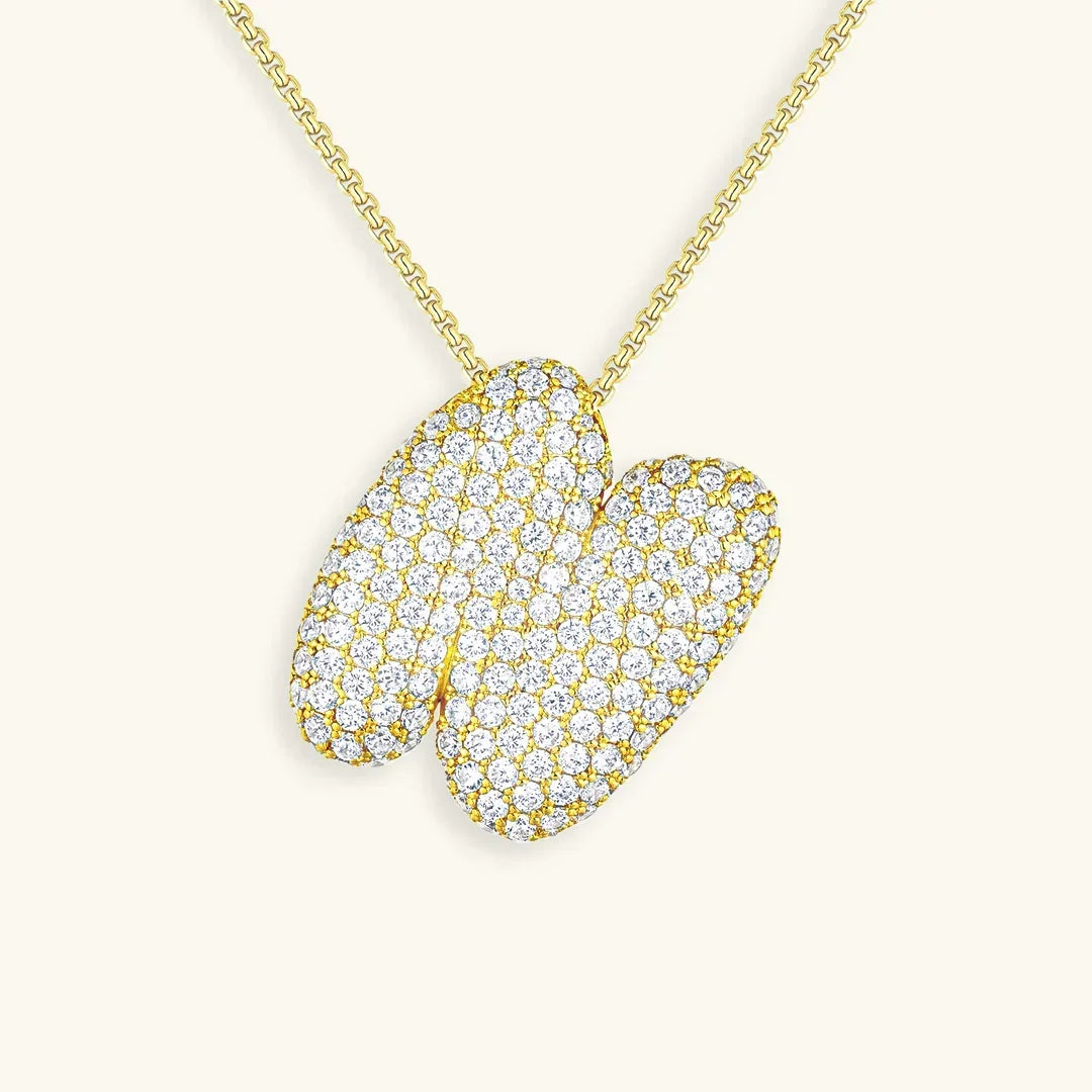 Initial Ketting Goudkleurig | Bubble Letter Hanger | Luxe Zirkonia Look