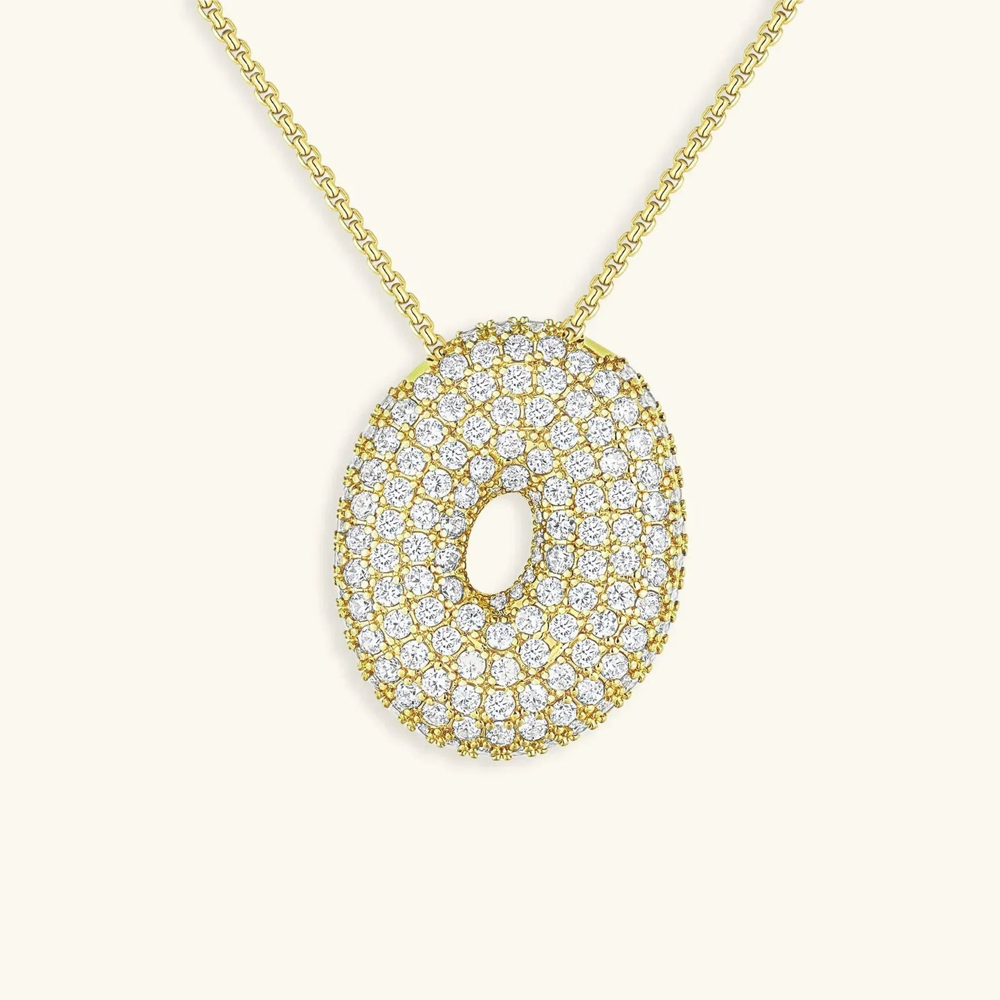 Initial Ketting Goudkleurig | Bubble Letter Hanger | Luxe Zirkonia Look