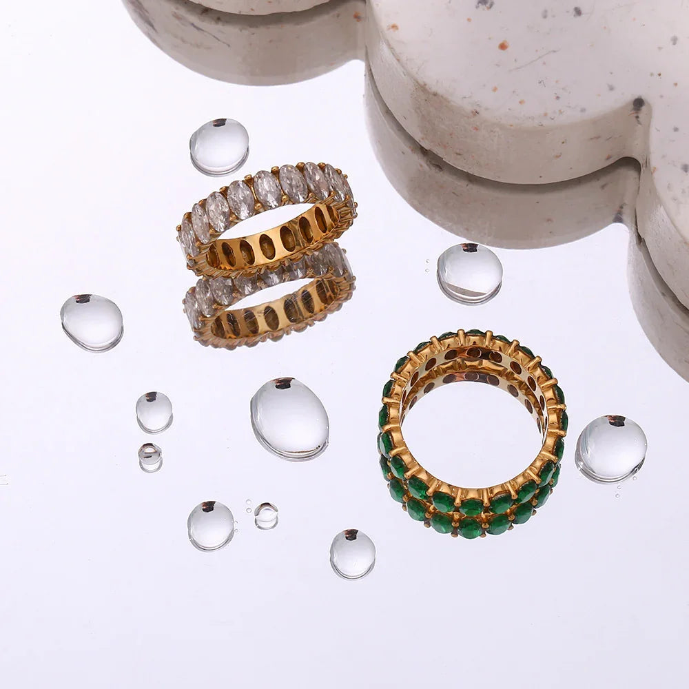 Luxe 18K Vergulde Ring met Ovale Diamant-Simulanten