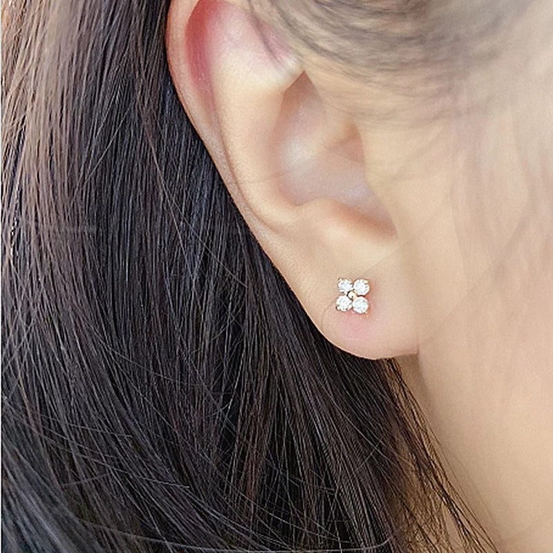 Klaver Stud Oorbellen Dames – 18K Geplateerd met Zirkonia
