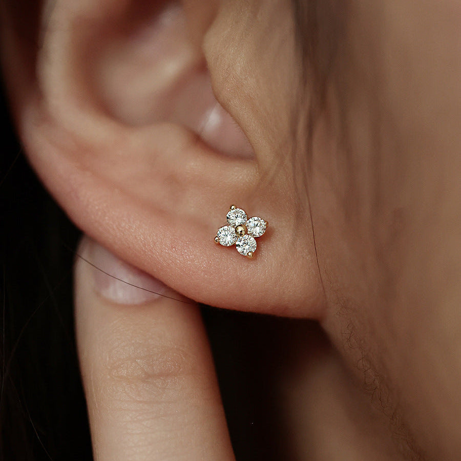 Klaver Stud Oorbellen Dames – 18K Geplateerd met Zirkonia