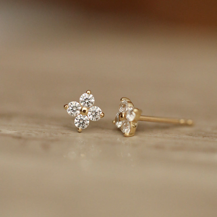 Klaver Stud Oorbellen Dames – 18K Geplateerd met Zirkonia