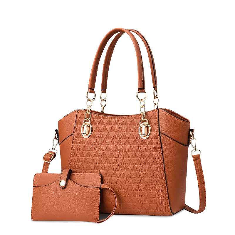 Elegante dames handtas in bruin leer met schouderriem