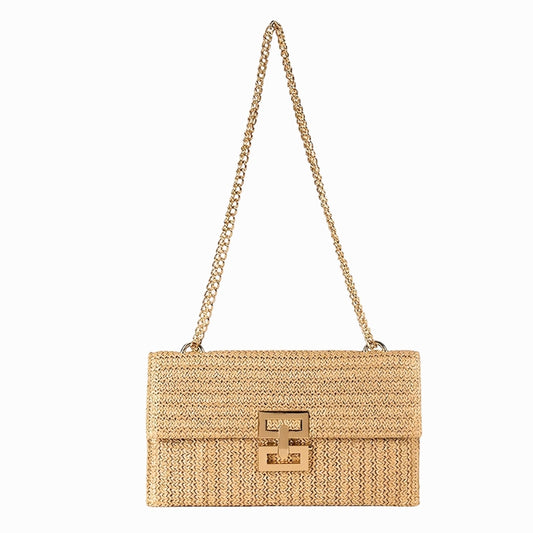 Geweven Schoudertas met Ketting en Draaiklem