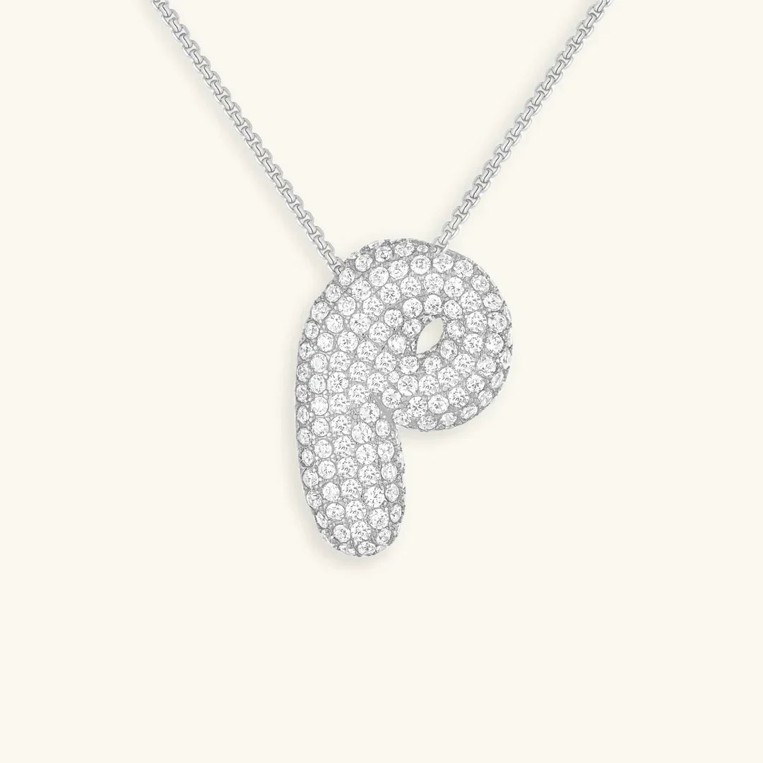 Initial Ketting Goudkleurig | Bubble Letter Hanger | Luxe Zirkonia Look