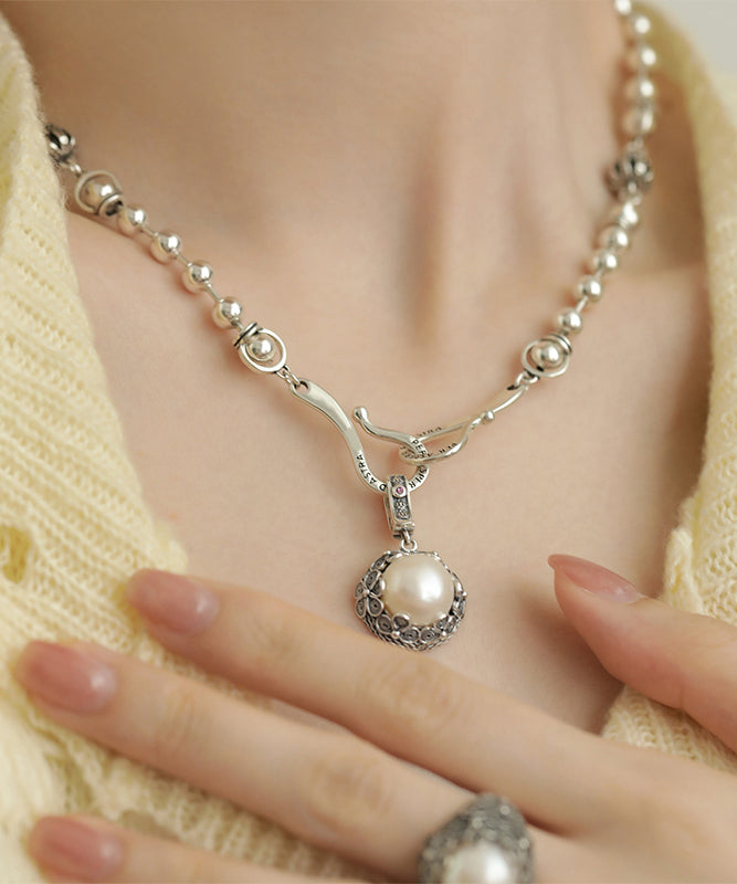 Vintage Parel Hanger Ketting van Sterling Zilver – Tijdloos & Luxe