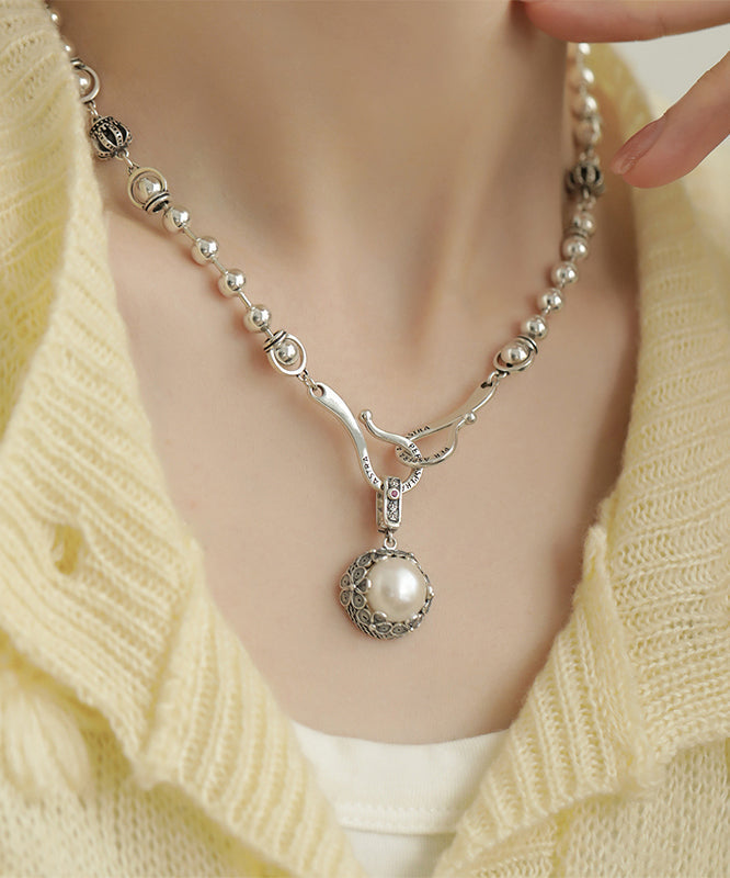 Vintage Parel Hanger Ketting van Sterling Zilver – Tijdloos & Luxe