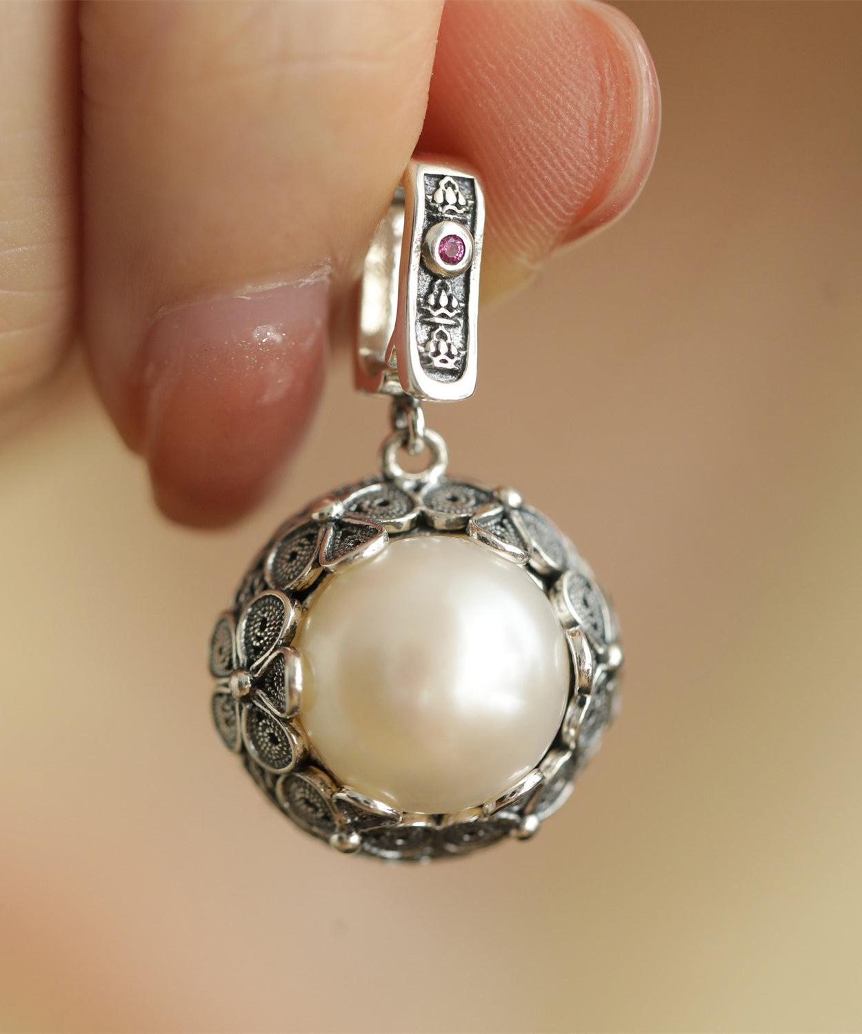 Vintage Parel Hanger Ketting van Sterling Zilver – Tijdloos & Luxe