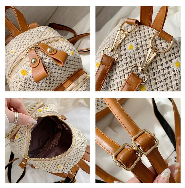 Handgeweven Stro Rugzak – Zomers, Compact & Elegant