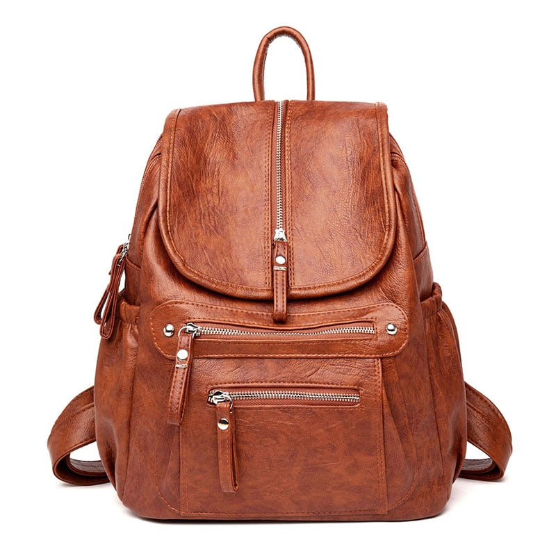 Vintage Dames Rugzak van PU-Leer – Elegant, Ruim & Praktisch