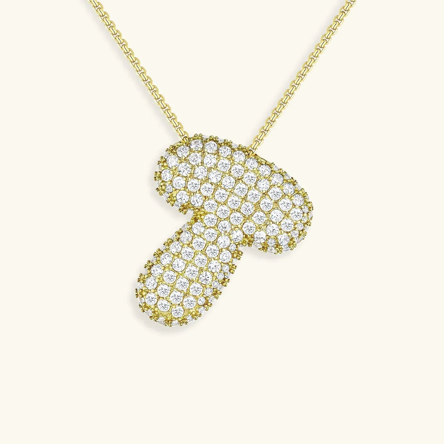 Initial Ketting Goudkleurig | Bubble Letter Hanger | Luxe Zirkonia Look