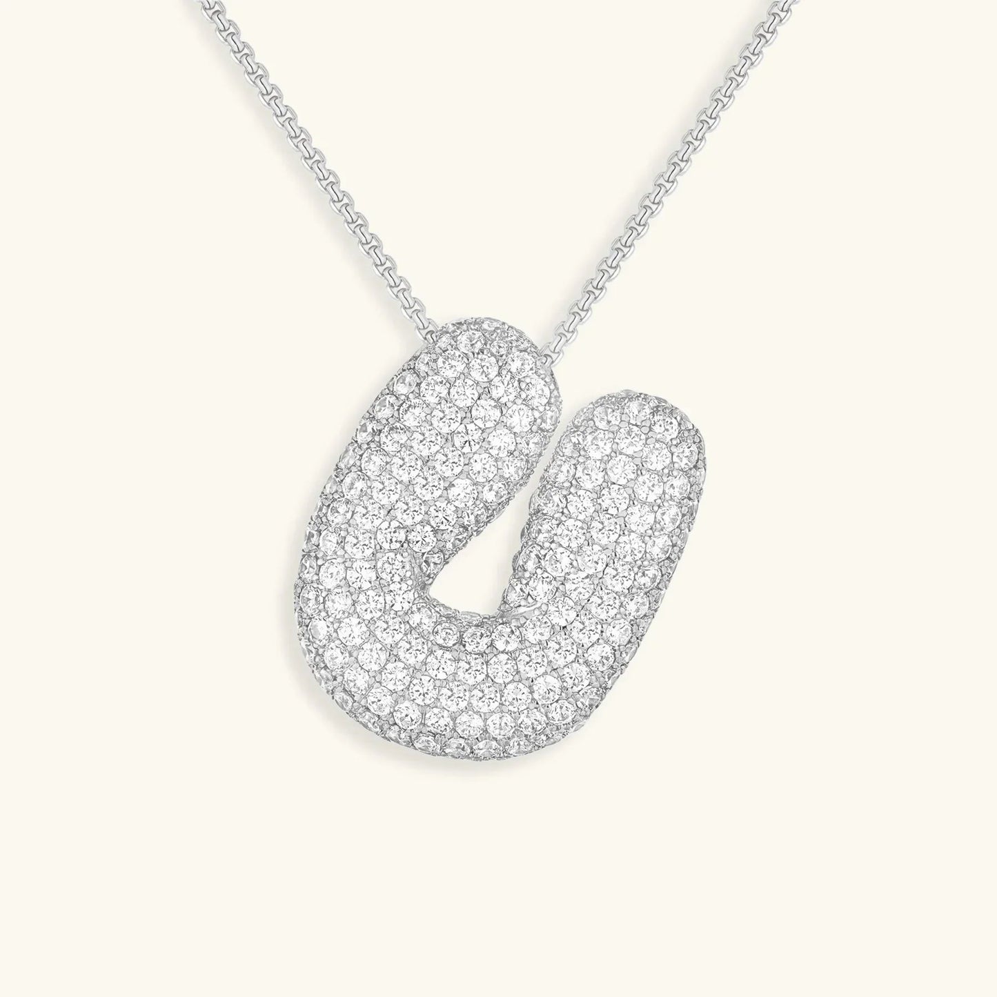 Initial Ketting Goudkleurig | Bubble Letter Hanger | Luxe Zirkonia Look