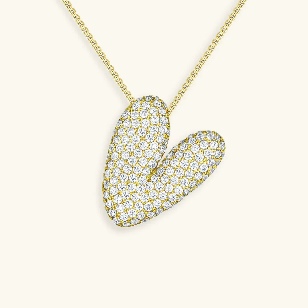Initial Ketting Goudkleurig | Bubble Letter Hanger | Luxe Zirkonia Look
