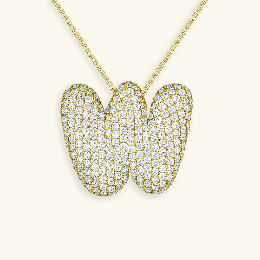 Initial Ketting Goudkleurig | Bubble Letter Hanger | Luxe Zirkonia Look