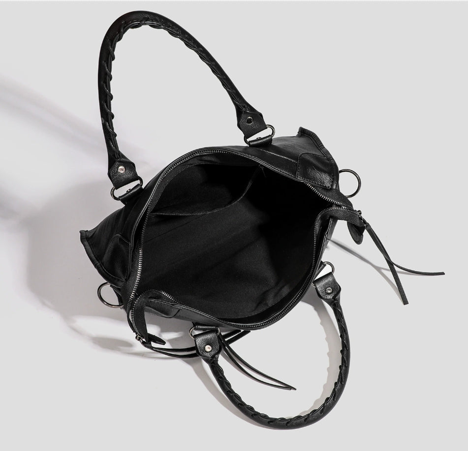 Dames Schoudertas | Zwart | Ruime Handtas | Met Ritsdetails