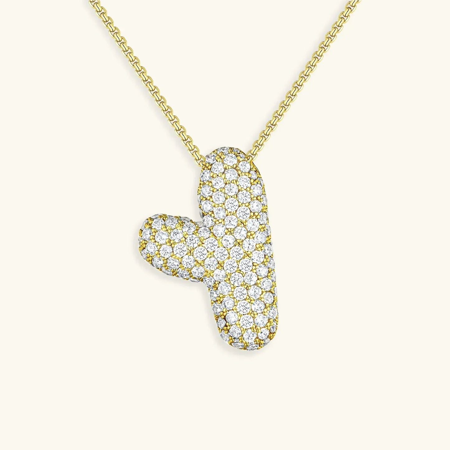 Initial Ketting Goudkleurig | Bubble Letter Hanger | Luxe Zirkonia Look