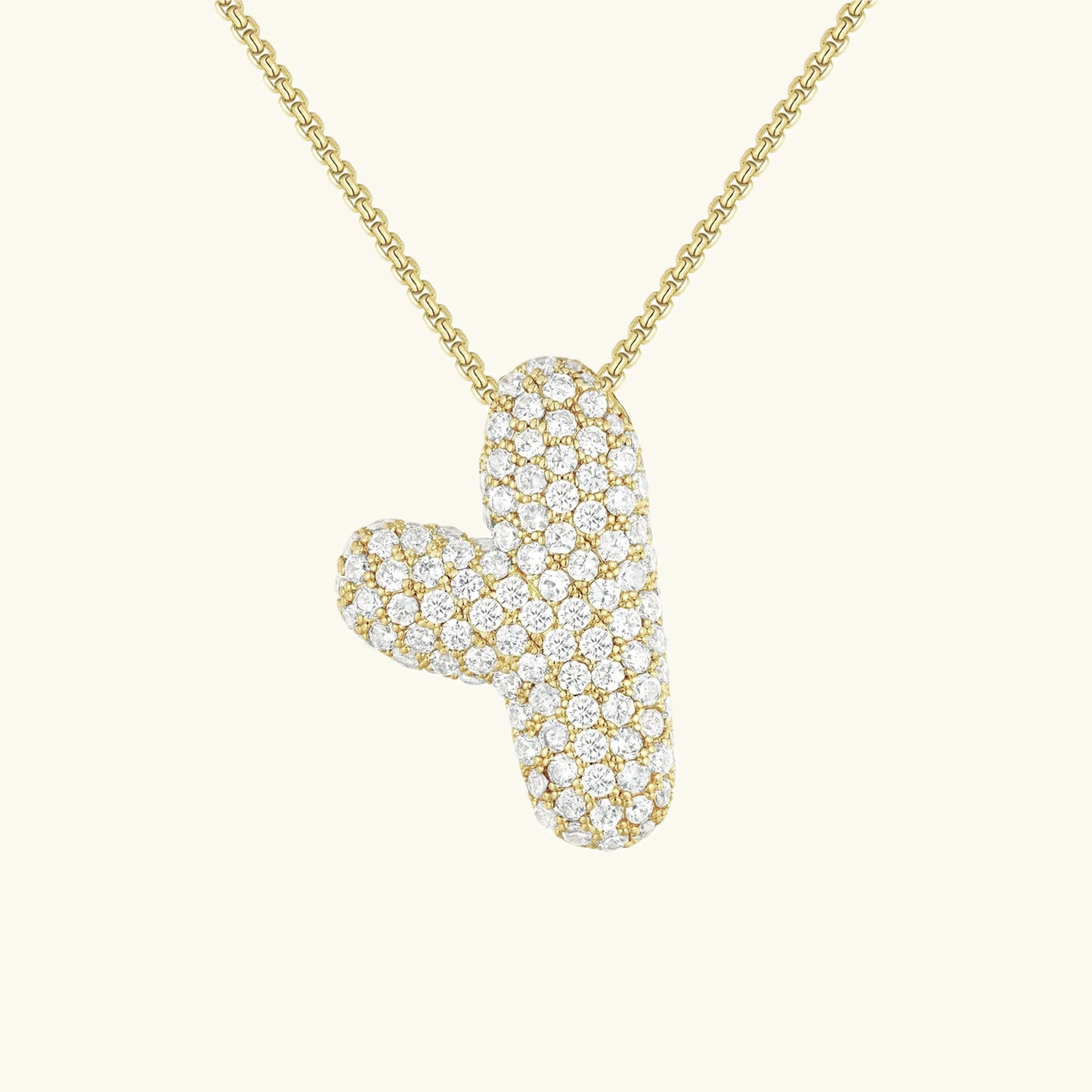 Initial Ketting Goudkleurig | Bubble Letter Hanger | Luxe Zirkonia Look