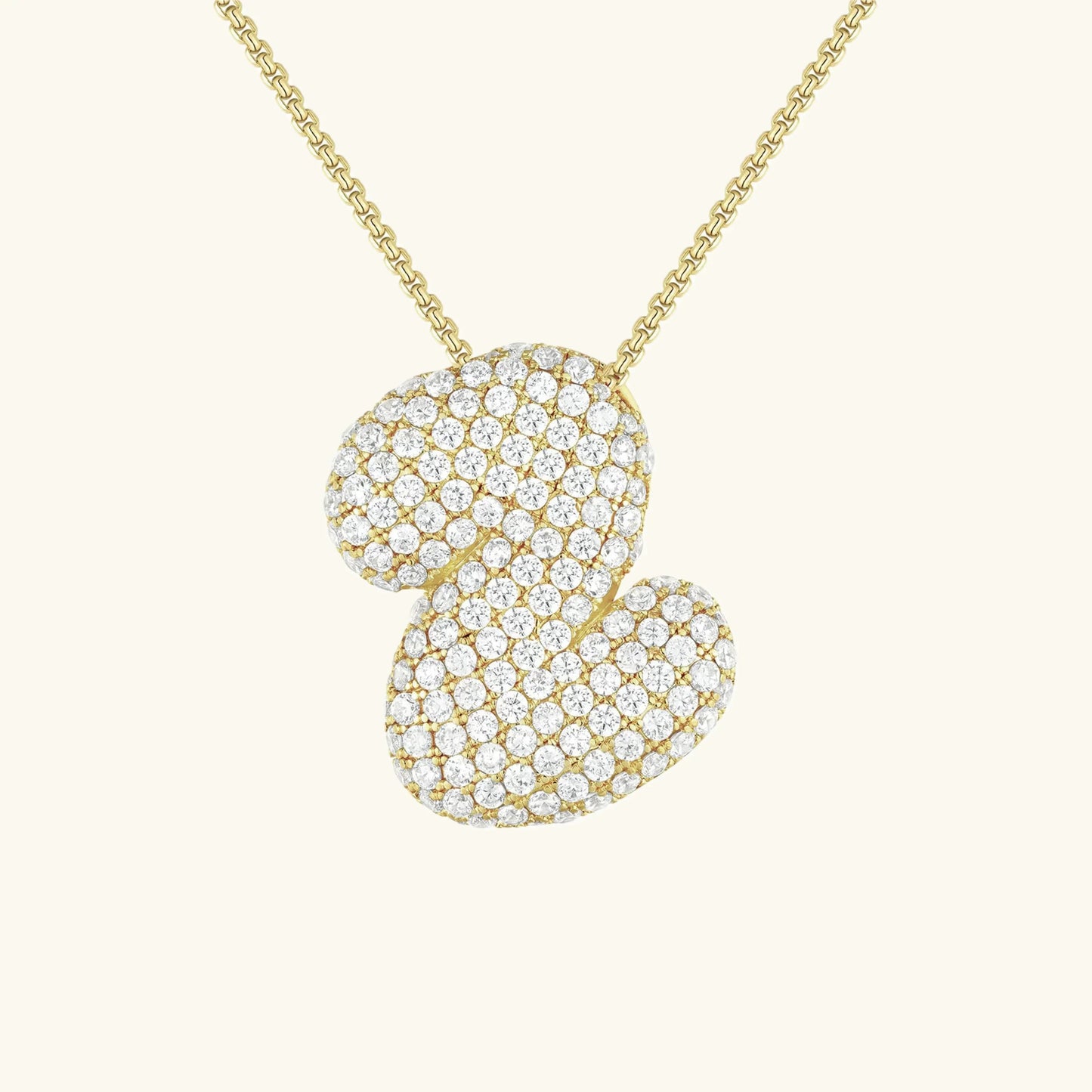 Initial Ketting Goudkleurig | Bubble Letter Hanger | Luxe Zirkonia Look