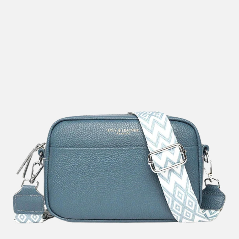 Trendy Crossbody Tas met Grafische Schouderband