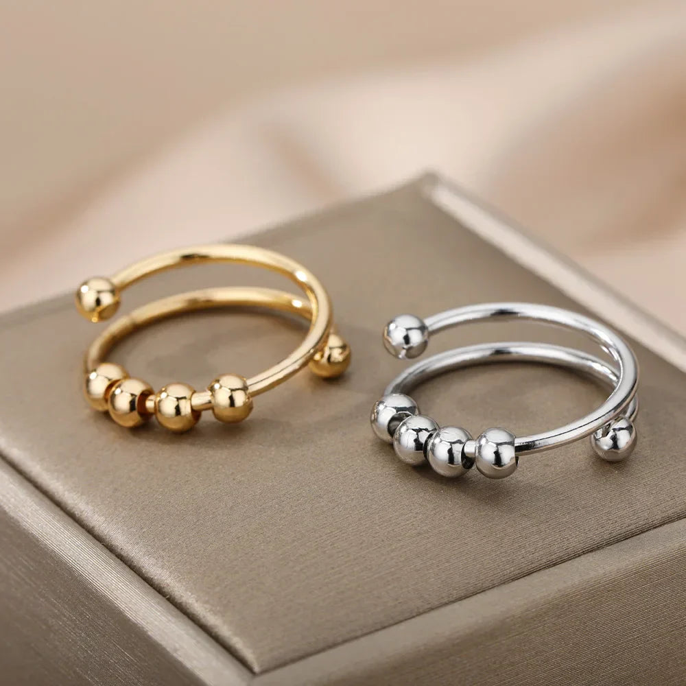 Anti-Stress Ring – Draaiende Kralen voor Rust & Focus