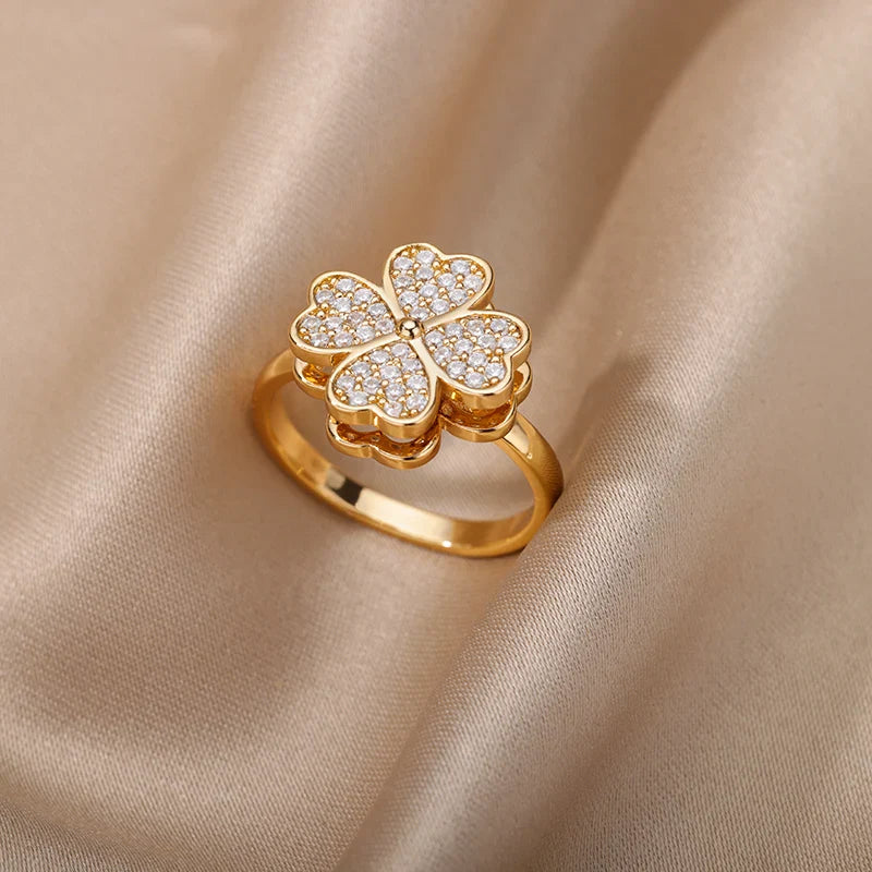 Ring | Klavertje 4 | Anti Stress | Verstelbaar | RVS