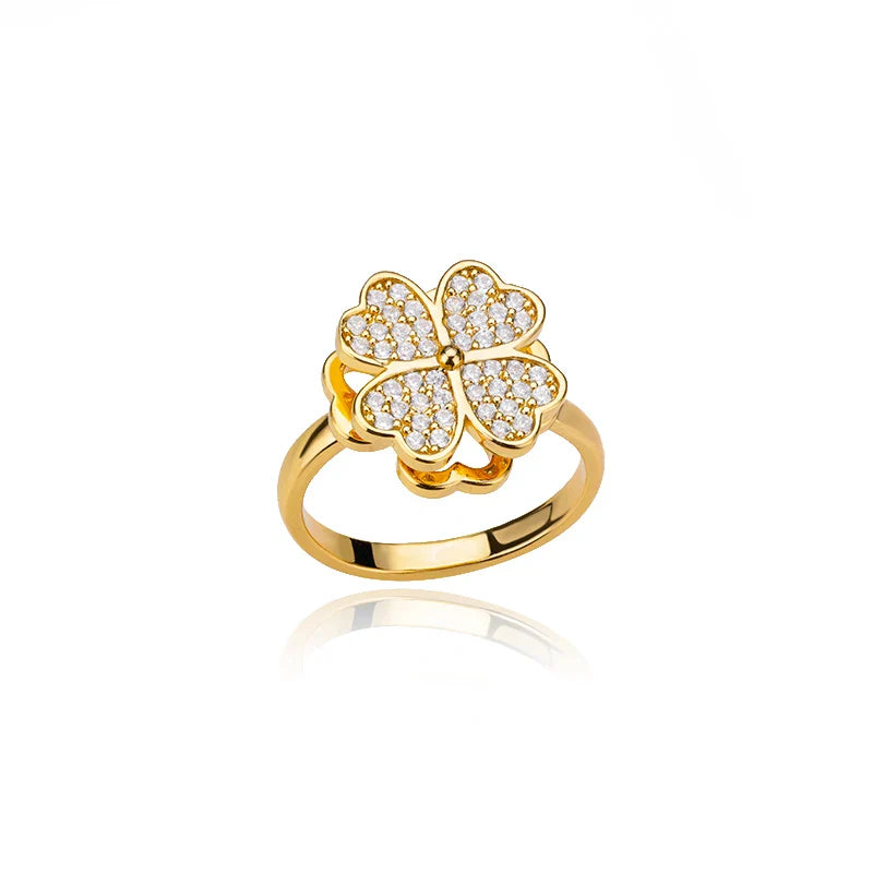 Ring | Klavertje 4 | Anti Stress | Verstelbaar | RVS