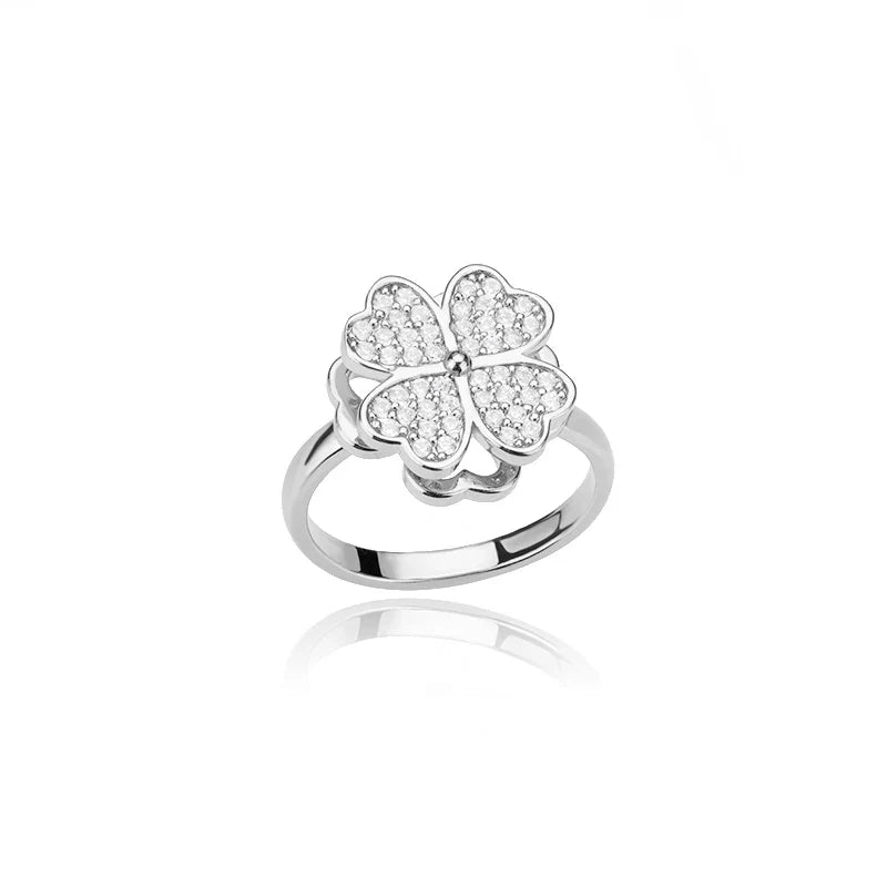 Ring | Klavertje 4 | Anti Stress | Verstelbaar | RVS