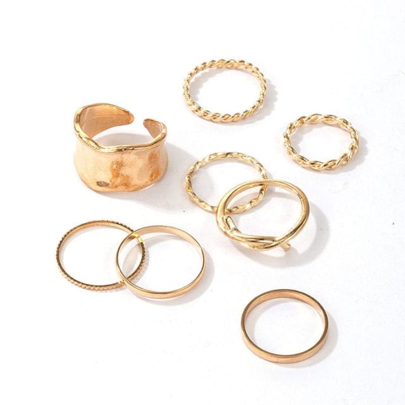 Boho Ring Set | 8 Delige Gouden Ringen | Dames