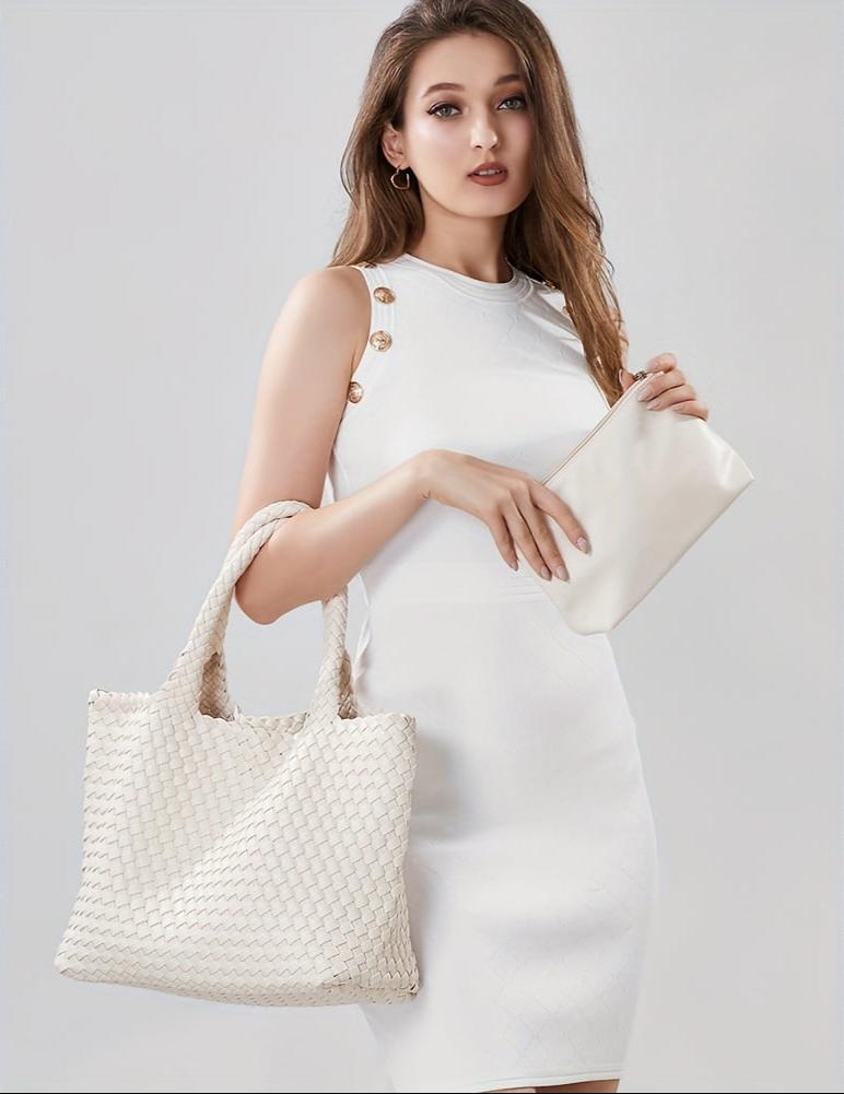 Geweven Dames Tote Bag – Luxe Handtas met Ruim Design