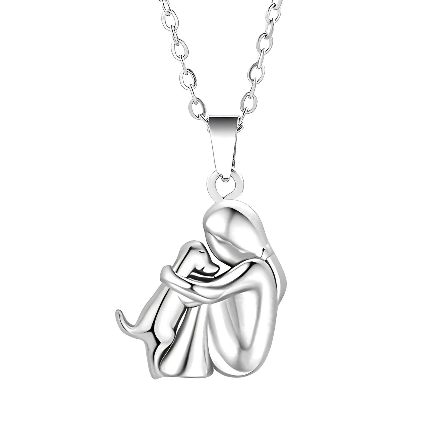 Hondenliefde Ketting – Hanger met Mens & Hond Omhelzing