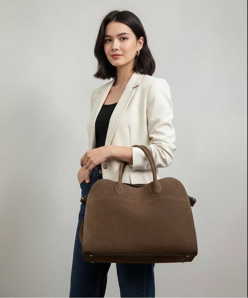 Suède Handtas met Klassieke Vorm