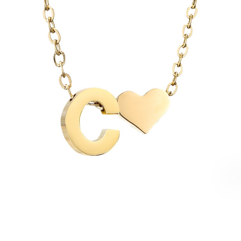 Initialen Ketting met Hart – 14K Goud Verguld & Waterproof